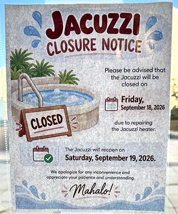 Jacuzzi Closing Friday